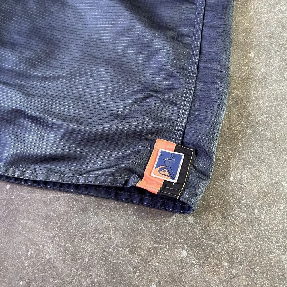 Vintage 80s-90s Quicksilver Eddie Aikai Dark Blue Striped Board Shorts Men’s 33